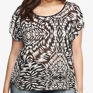 Torrid Crisscross Abstract Leopard Chiffon Top
